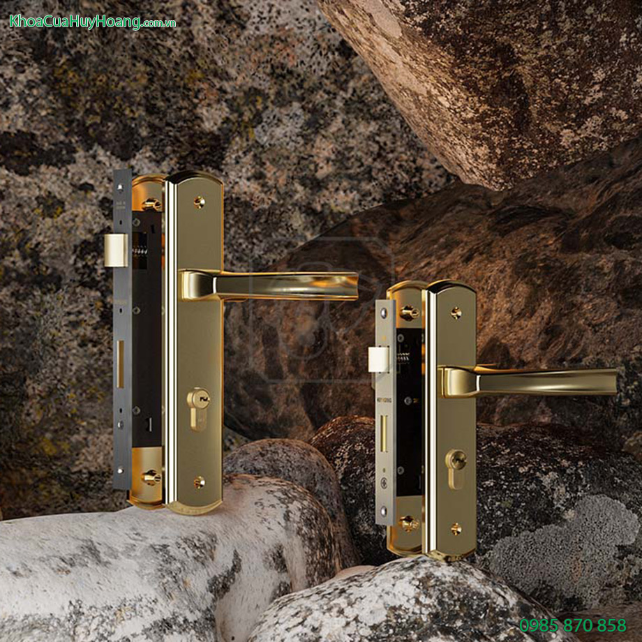 Khóa cửa phòng bằng đồng vàng gold TNHC5868-PVDGO