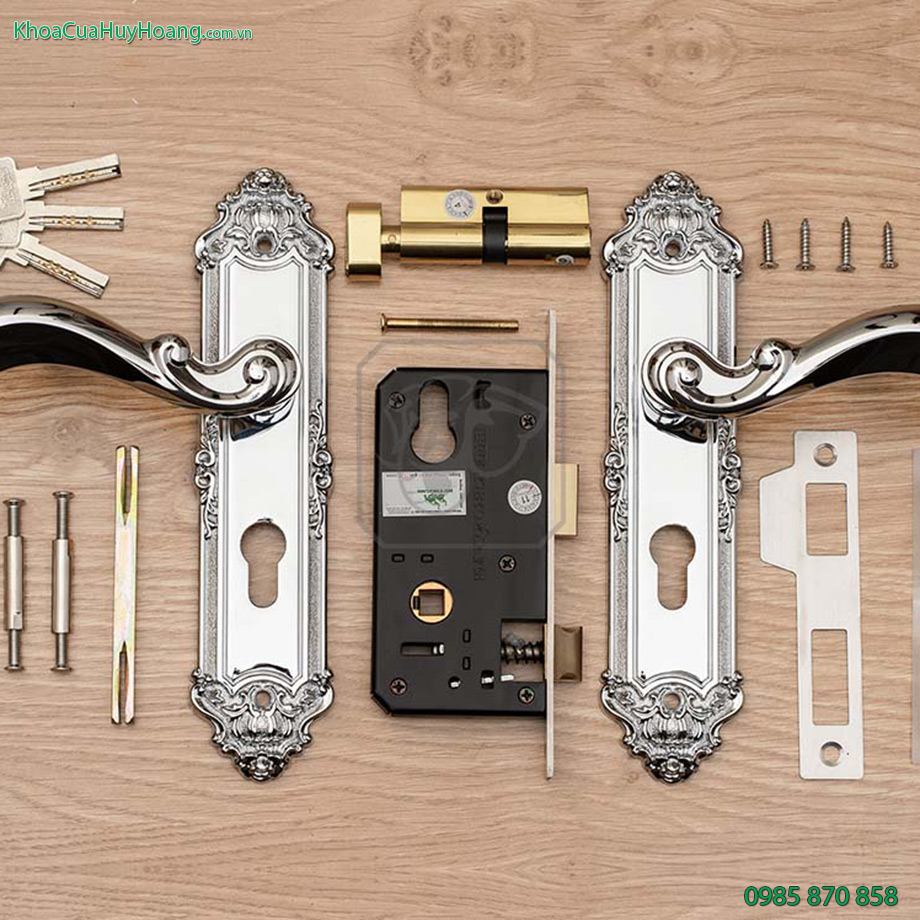 Khóa hợp kim thông phòng màu trắng bóng TNEX5829-PCD