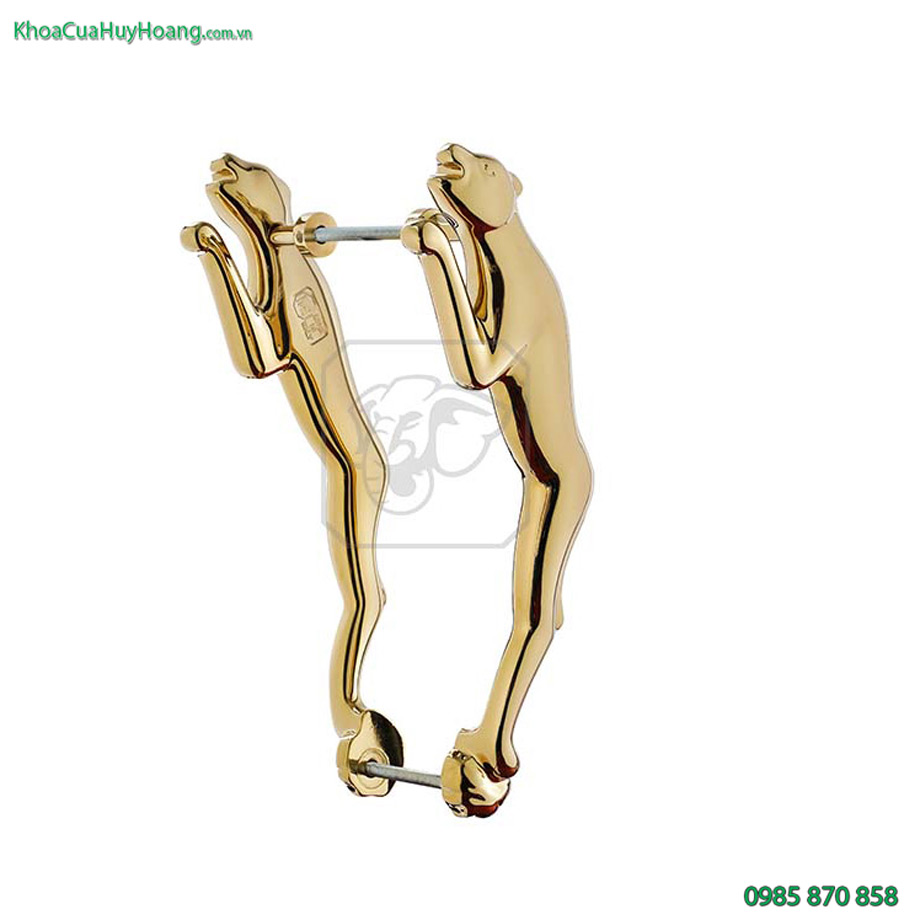 Tay nắm cửa bằng đồng thau hình con báo TNCHCJAG-PVDGO