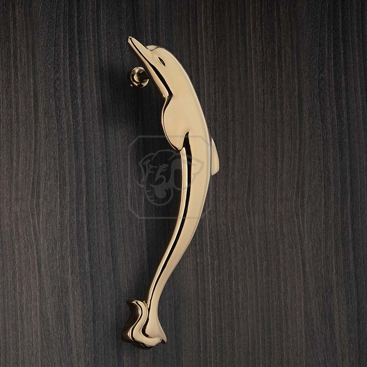 Tay nắm cửa đồng thau cá heo TNCHCDOL-PVDGO